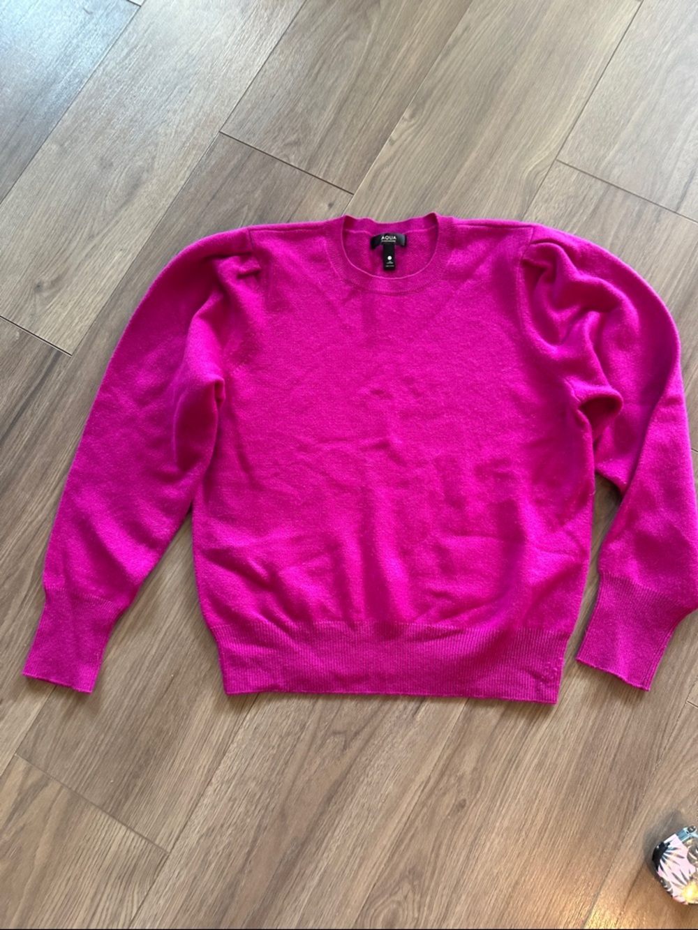 AQUA cashmere sweater with puff sleeves size Medium